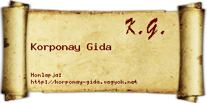 Korponay Gida névjegykártya